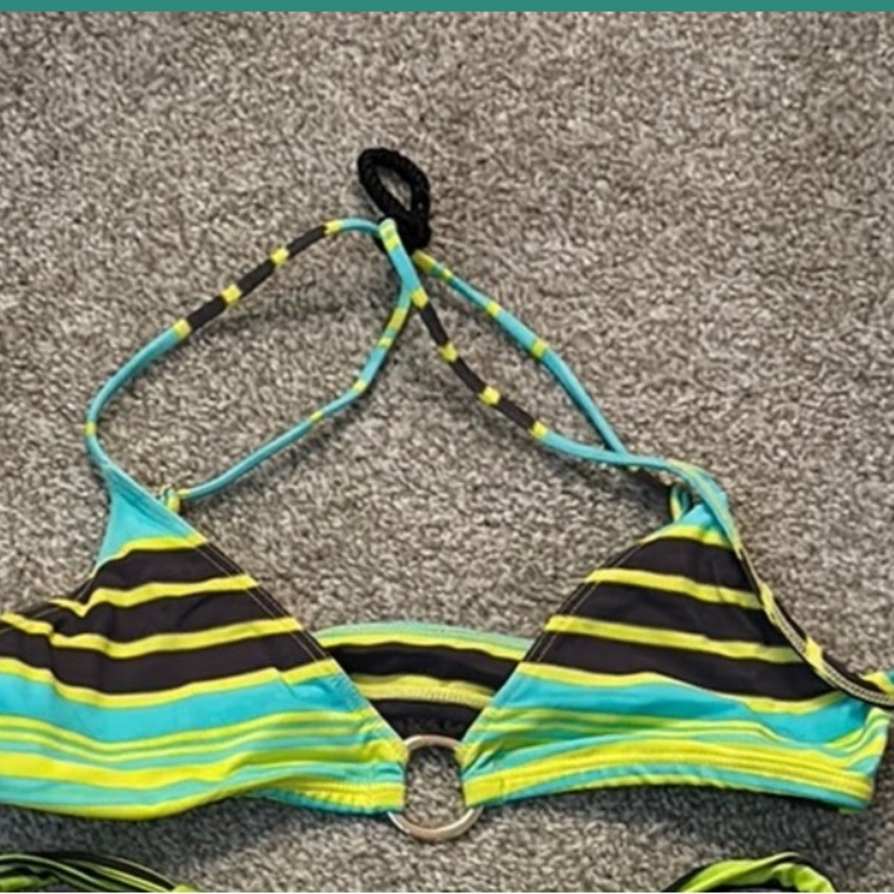Striped Halter Bikini Top